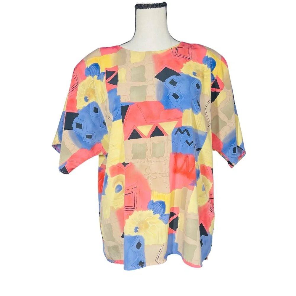 Regal Abstract Colorful Print Blouse - Picture 1 of 4